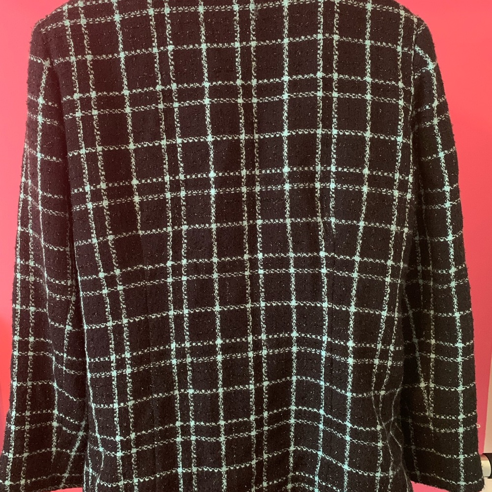 Sag Harbor Size 16 Teal blue & black plaid blazer with sparkle. Gently worn. - Picture 11 of 14